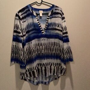 Chicos Blue and Black Tie-Dye Women's Top
